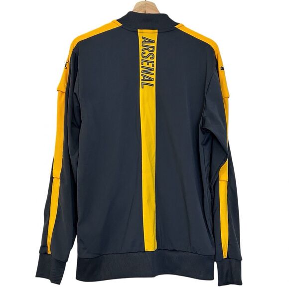 Puma Arsenal Stadium Soccer Jacket Men's Size M Gray & Yellow - Picture 2 of 5